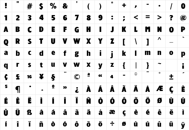 TFForever Extrabold Character Map