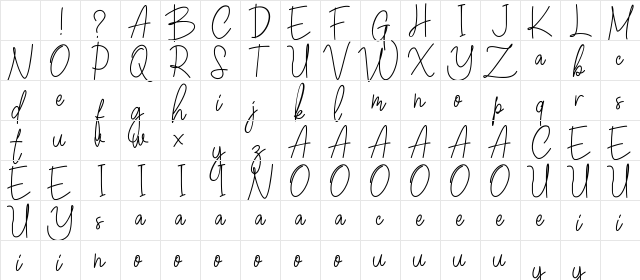 Winchester Regular Character Map Winchester Regular Character Map