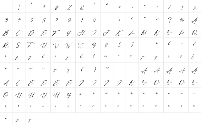 William Morittan Regular Character Map William Morittan Regular Character Map