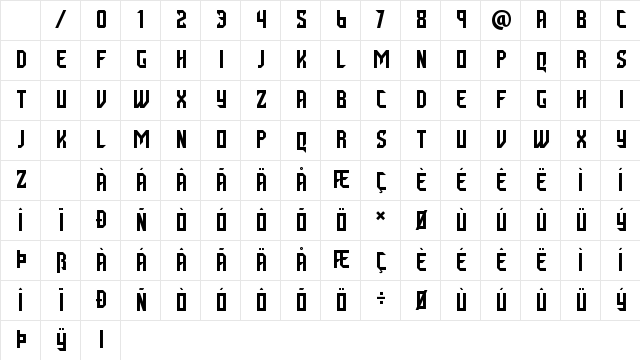 Techno Chain Regular Character Map