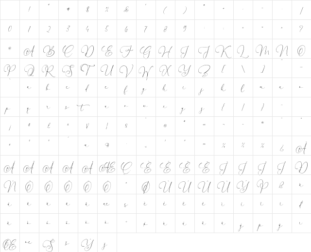 Waltson Beauty Regular Character Map