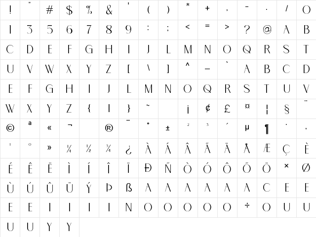 MIROLES Regular Character Map MIROLES Regular Character Map