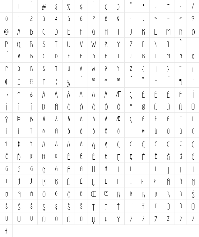 Verola Lux Regular Character Map Verola Lux Regular Character Map