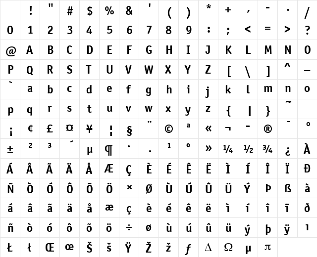 Officina Sans ITC TT Bold Character Map Officina Sans ITC TT Bold Character Map