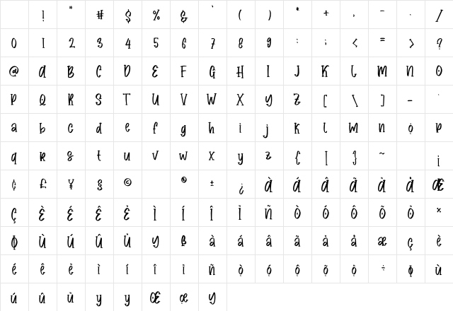 Minnimallisstic Font Regular Character Map Minnimallisstic Font Regular Character Map