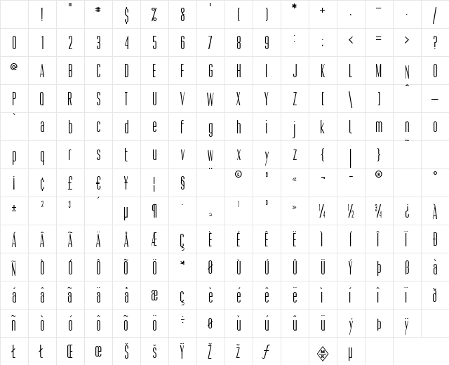 Pacific Sans Light Character Map Pacific Sans Light Character Map