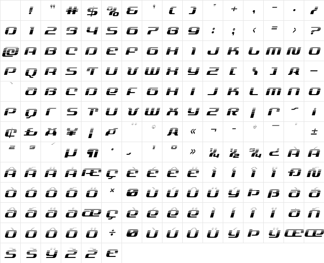 Yeoman Jack Halftone Italic Regular Character Map Yeoman Jack Halftone Italic Regular Character Map