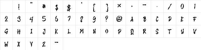 PARASITE Regular Character Map PARASITE Regular Character Map