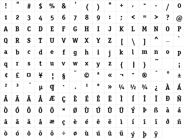 Officina Serif OS ITC TT Bold Character Map Officina Serif OS ITC TT Bold Character Map