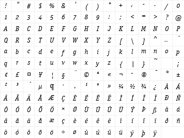 Officina Serif OS ITC TT BookIt Character Map