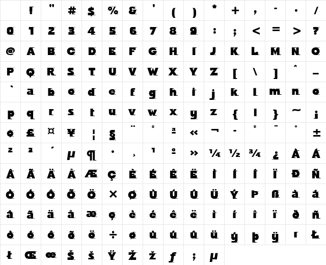 Odyssee ITC Ultra Character Map Odyssee ITC Ultra Character Map