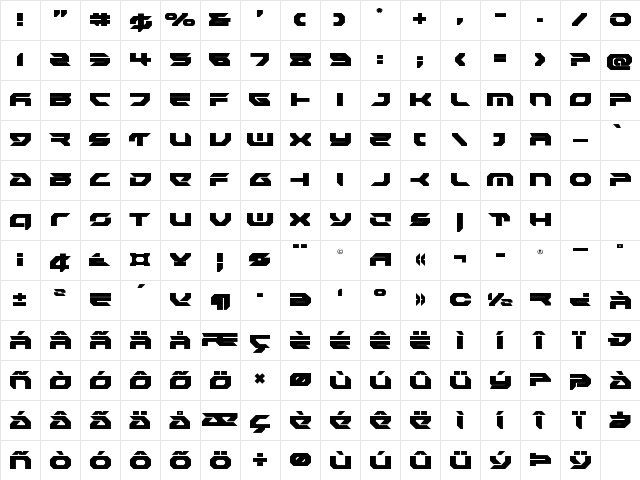 Royal Samurai Regular Character Map