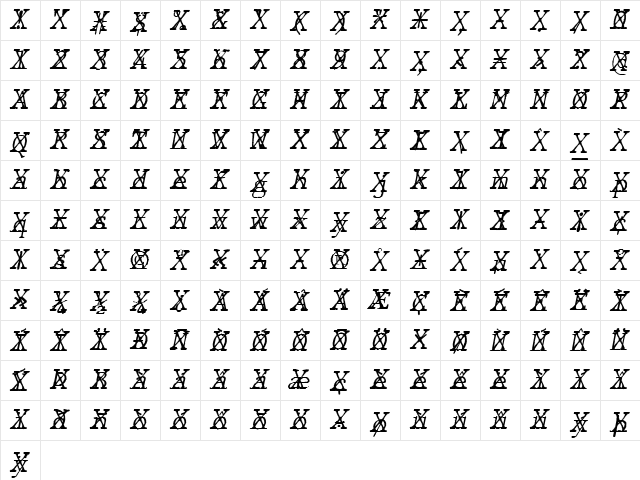 JMH Typewriter mono Fine Cross Italic Character Map JMH Typewriter mono Fine Cross Italic Character Map