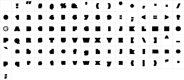 Parafuse UltraBlack Character Map Parafuse UltraBlack Character Map