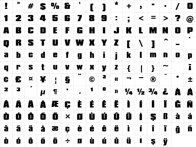 00362 Regular Character Map
