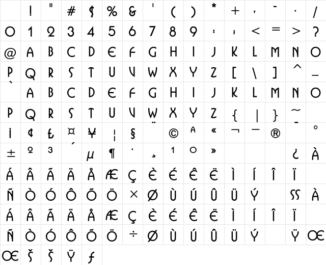 PaellaCaps Bold Character Map PaellaCaps Bold Character Map