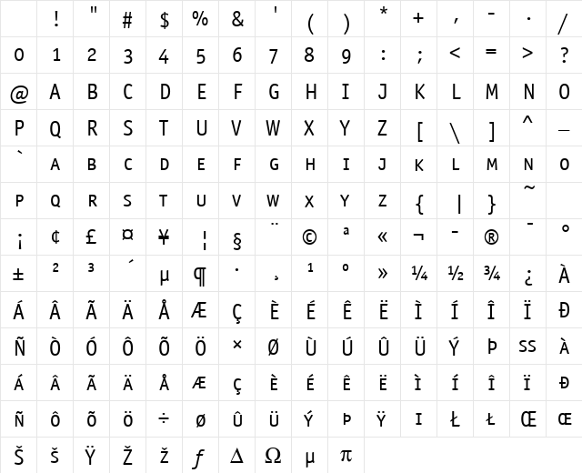 OfficinaSanSCITCTT Book Character Map OfficinaSanSCITCTT Book Character Map