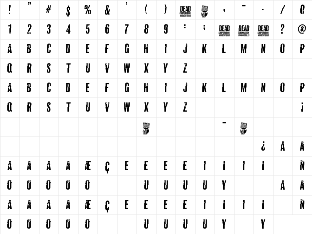 Dead Corporation Regular Character Map
