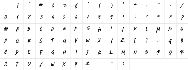 Brushlie Solid Demo Regular Character Map Brushlie Solid Demo Regular Character Map