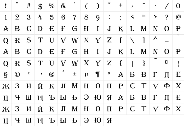 a_AlgeriusRough Regular Character Map