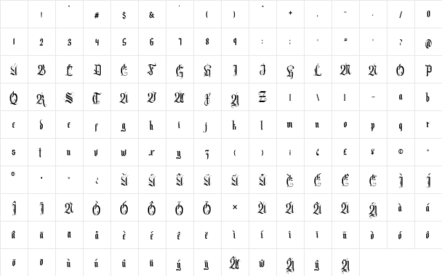 Volantis Regular Character Map Volantis Regular Character Map