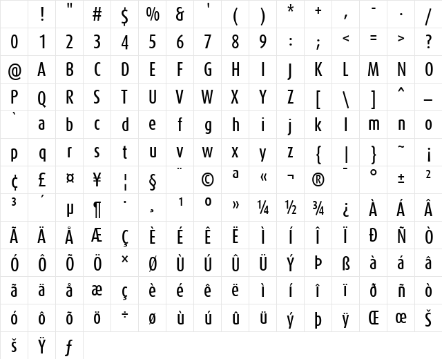 DaxCompact-Medium Regular Character Map