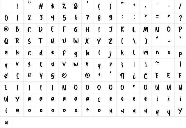 Just Breathe Regular Character Map Just Breathe Regular Character Map