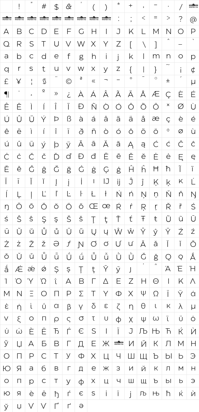 Eastman Trial Regular Offset Character Map Eastman Trial Regular Offset Character Map