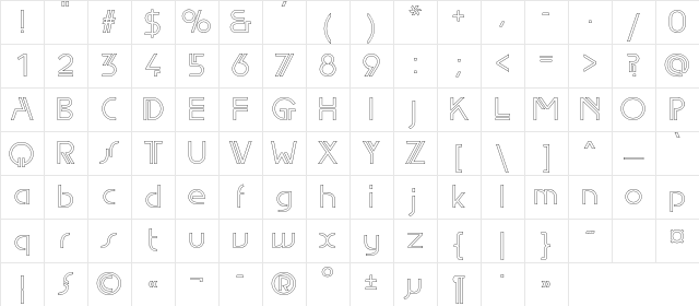 EdgeLineOutline Regular Character Map
