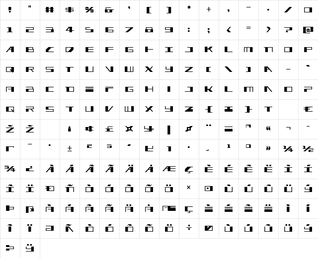 3AGLE Regular Character Map
