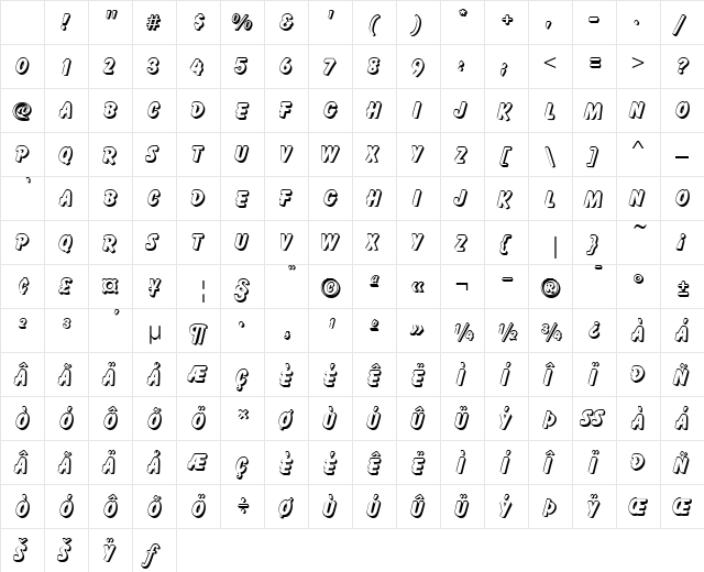 Balloon Drop Shadow D Regular Character Map Balloon Drop Shadow D Regular Character Map