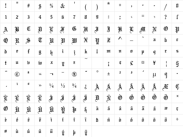 EDiT Invitation 5 Regular Character Map