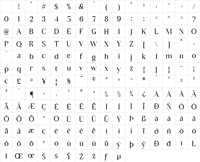 jango Regular Character Map jango Regular Character Map