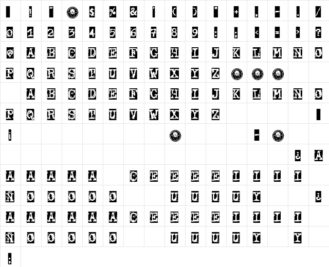 Typewriter Grunge Regular Character Map