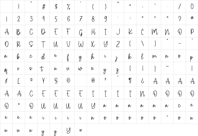 Kamila Regular Character Map Kamila Regular Character Map
