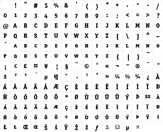 OfficinaSerMdSCITCTT ExtraBold Character Map OfficinaSerMdSCITCTT ExtraBold Character Map