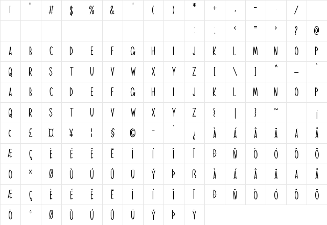 Merry Time Regular Character Map Merry Time Regular Character Map