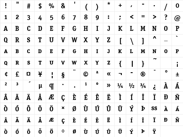 OfficinaSerSCITCTT Bold Character Map