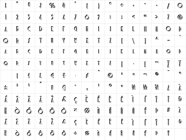 Chemin de Fer NF Regular Character Map