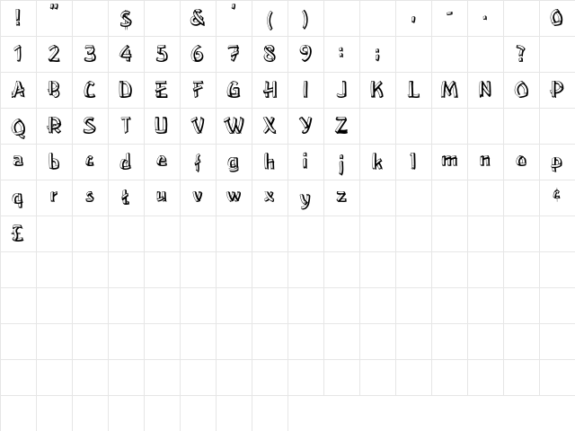 PCUpperDowntown Regular Character Map