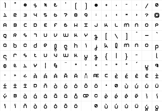 Basis HeavyRound Character Map Basis HeavyRound Character Map