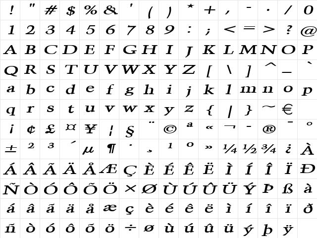CongoExtended BoldItalic Character Map CongoExtended BoldItalic Character Map