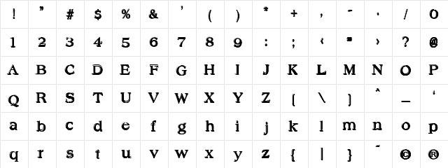 Offset Plain Regular Character Map