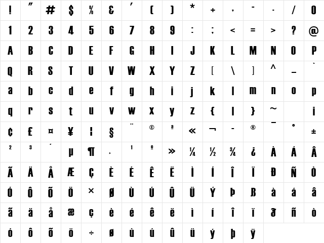 Temp Installer Font Regular Character Map