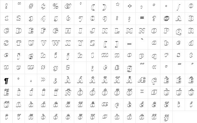 CooperBlaDBolItaOu1 Regular Character Map CooperBlaDBolItaOu1 Regular Character Map