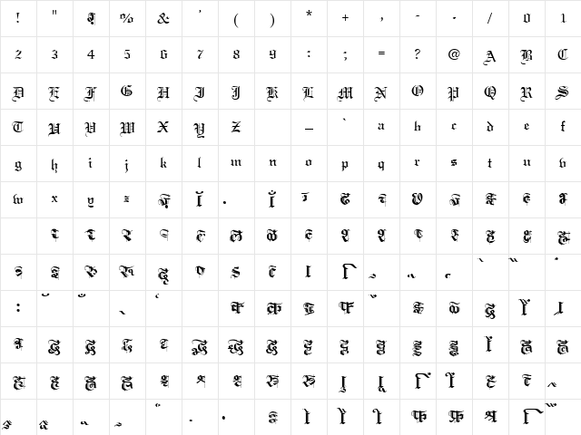 AkrutiOfficeTriveni Normal Character Map