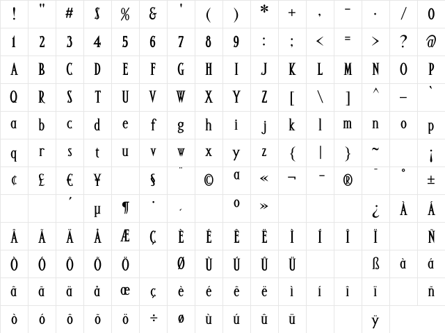 AltarBold Regular Character Map