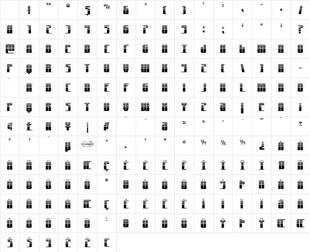 Xeno-Seeker Halftone Regular Character Map