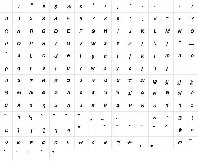 PSL-Text Bold Italic Character Map PSL-Text Bold Italic Character Map