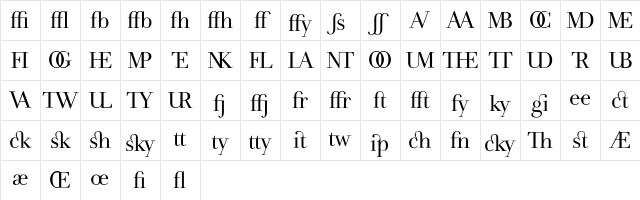 AndradeLigatures Regular Character Map AndradeLigatures Regular Character Map